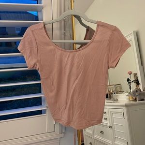 pink shirt with open crossed back:)